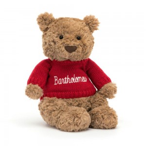 Jellycat Bartholomew Bear with Personalised Jumper 26cm x 12cm x 8cm Baby & Books Braun | Deutschland 145-NFXARY