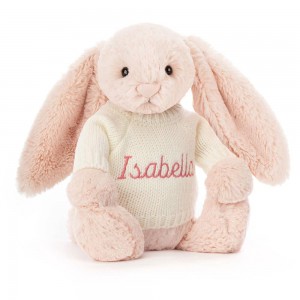 Jellycat Bashful Blush Bunny with Personalised Cream Jumper 31cm x 12cm x 9cm Baby & Books Rosa | Deutschland 183-VZHCTI