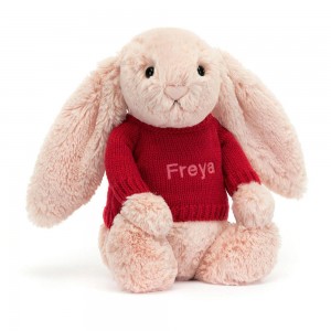 Jellycat Bashful Blush Bunny with Personalised Jumper 31cm x 12cm x 9cm Baby & Books Rosa | Deutschland 526-GLZBNC