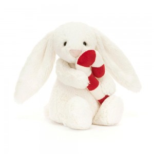 Jellycat Bashful Bunny with Candy Cane 7.1in x 3.5in x 3.1in Animals Weiß | Deutschland 082-SQWPCV