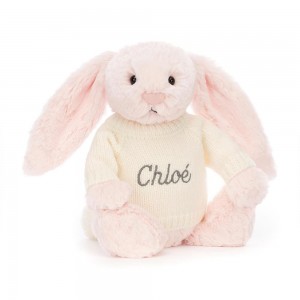 Jellycat Bashful Bunny with Personalised Cream Jumper 31cm x 12cm x 9cm Discover Rosa | Deutschland 138-RZAYEX