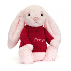 Jellycat Bashful Bunny with Personalised Jumper 31cm x 12cm x 9cm Discover Rosa | Deutschland 452-XKQOZC