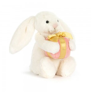 Jellycat Bashful Bunny with Present 18cm x 9cm x 8cm Animals Weiß | Deutschland 021-HSNUOQ