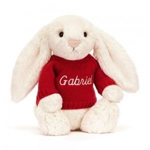 Jellycat Bashful Cream Bunny with Personalised Jumper 31cm x 12cm x 9cm Discover Weiß | Deutschland 375-NTVIYJ