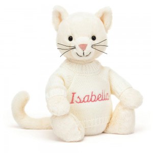 Jellycat Bashful Cream Kitten with Personalised Cream Jumper 31cm x 12cm x 9cm Discover Weiß | Deutschland 581-TLBORY