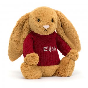 Jellycat Bashful Golden Bunny with Personalised Jumper 31cm x 12cm x 9cm Discover Gelb | Deutschland 453-OQGWDH