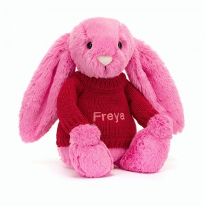 Jellycat Bashful Hot Bunny with Personalised Jumper 31cm x 12cm x 9cm Discover Rosa | Deutschland 214-MSLQTW