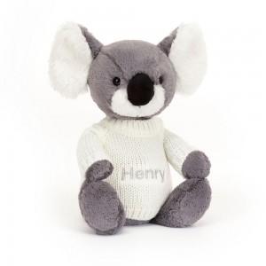 Jellycat Bashful Koala with Personalised Cream Jumper 31cm x 12cm x 9cm Discover Grau | Deutschland 627-DSLWYB