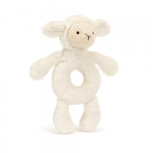 Jellycat Bashful Lamb Ring Rattle 18cm x 8cm x 2cm Baby & Books Weiß | Deutschland 806-DATIXM