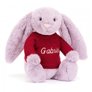 Jellycat Bashful Lilac Bunny with Personalised Jumper 31cm x 12cm x 9cm Discover Lila | Deutschland 172-ETJAKG