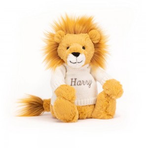Jellycat Bashful Lion with Personalised Cream Jumper 31cm x 12cm x 9cm Discover Gelb | Deutschland 701-SIVWGN