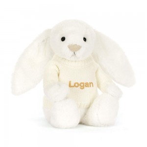 Jellycat Bashful Luxe Bunny Luna with Personalised Cream Jumper 31cm x 12cm x 9cm Discover Weiß | Deutschland 456-BKNEWL