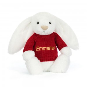 Jellycat Bashful Luxe Bunny Luna with Personalised Jumper 31cm x 12cm x 9cm Discover Weiß | Deutschland 384-JKNUSO