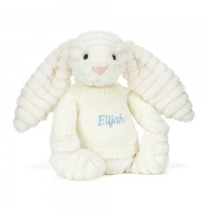 Jellycat Bashful Luxe Bunny Nimbus with Personalised Cream Jumper 31cm x 12cm x 9cm Discover Weiß | Deutschland 641-MYIVBL