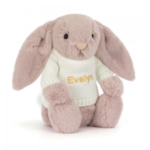 Jellycat Bashful Luxe Bunny Rosa with Personalised Cream Jumper 31cm x 12cm x 9cm Discover Rosa | Deutschland 364-IRUJSV