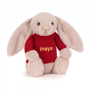 Jellycat Bashful Luxe Bunny Rosa with Personalised Jumper 31cm x 12cm x 9cm Discover Rosa | Deutschland 027-YZBVQS