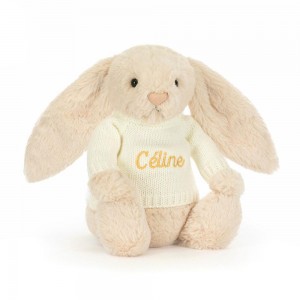 Jellycat Bashful Luxe Bunny Willow with Personalised Cream Jumper 31cm x 12cm x 9cm Discover Beige | Deutschland 592-SMDIZJ