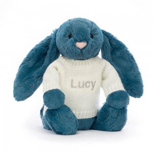 Jellycat Bashful Mineral Bunny with Personalised Cream Jumper 31cm x 12cm x 9cm Discover Blau | Deutschland 124-JWIMXR