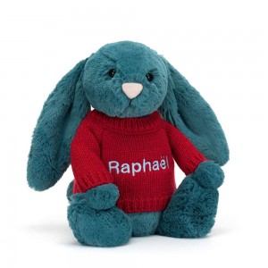 Jellycat Bashful Mineral Bunny with Personalised Jumper 31cm x 12cm x 9cm Discover Blau | Deutschland 498-OVQPMK