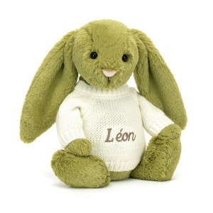 Jellycat Bashful Moss Bunny with Personalised Cream Jumper 31cm x 12cm x 9cm Discover Grün | Deutschland 026-RXUKFO