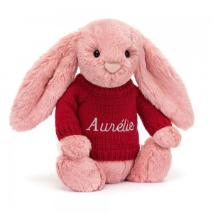 Jellycat Bashful Petal Bunny with Personalised Jumper 31cm x 12cm x 9cm Discover Rosa | Deutschland 748-ICYXEW