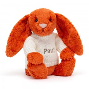 Jellycat Bashful Tangerine Bunny with Personalised Cream Jumper 31cm x 12cm x 9cm Discover Orange | Deutschland 724-YXTKZS