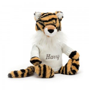 Jellycat Bashful Tiger with Personalised Cream Jumper 31cm x 12cm x 9cm Discover Gelb | Deutschland 471-MZOQYG