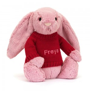 Jellycat Bashful Tulip Bunny with Personalised Jumper 31cm x 12cm x 9cm Discover Rosa | Deutschland 286-QXDILN