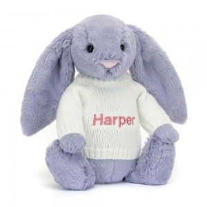 Jellycat Bashful Viola Bunny with Personalised Cream Jumper 31cm x 12cm x 9cm Discover Lila | Deutschland 065-AZMOWQ