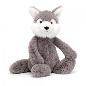 Jellycat Bashful Wolf 31cm x 12cm x 9cm Animals Grau | Deutschland 403-UWVOFZ