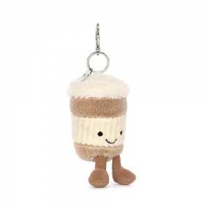Jellycat Coffee-To-Go 18cm x 5cm x 5cm Bag Charm Beige | Deutschland 021-GHXWUL