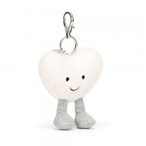 Jellycat Cream Heart 13cm x 9cm x 3cm Bag Charm Weiß | Deutschland 852-AHPUBS