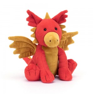 Jellycat Darvin Dragon 24cm x 20cm x 12cm Animals Rot | Deutschland 435-QBASXK