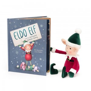 Jellycat Eldo Elf and the Patchwork Bashful Bunny Book and Eldo Elf Discover Rot | Deutschland 457-HFAUQB