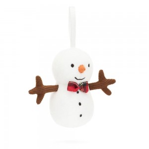 Jellycat Festive Folly Snowman 15cm x 6cm x 5cm Amuseables Weiß | Deutschland 436-NYOXEQ