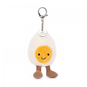 Jellycat Happy Boiled Egg 18cm x 7cm x 3cm Bag Charm Weiß | Deutschland 247-MVOULY