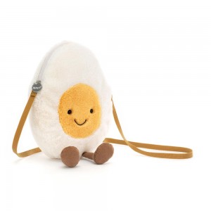 Jellycat Happy Boiled Egg 28cm x 18cm x 10cm Tasche Weiß | Deutschland 978-LVKPCJ