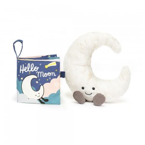 Jellycat Hello Moon Fabric Book and Moon Medium Baby & Books Weiß | Deutschland 382-ZHRUJY