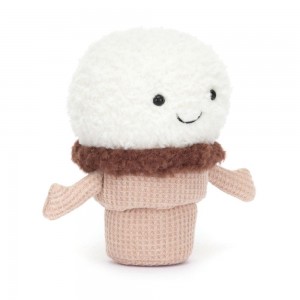 Jellycat Ice Cream Cone 14cm x 9cm x 5cm Amuseables Weiß | Deutschland 510-GCVKJS