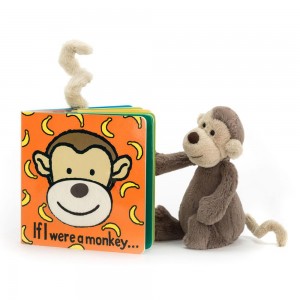 Jellycat If I Were A Monkey Book and Bashful Monkey Small Baby & Books Braun | Deutschland 605-SUBMWQ