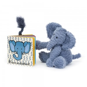 Jellycat If I Were An Elephant Board Book and Fuddlewuddle Elephant Medium Baby & Books Blau | Deutschland 157-DZKJTE
