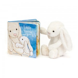 Jellycat Lapin Timide Veut Grandir Livre and Bashful Cream Bunny Medium Discover Weiß | Deutschland 879-PXADIY