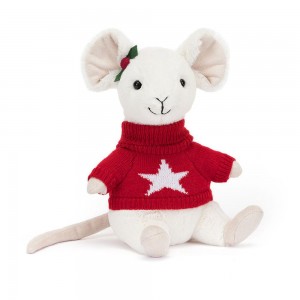 Jellycat Merry Mouse Jumper 18cm x 9cm x 7cm Animals Weiß | Deutschland 867-IWFDVY