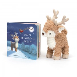 Jellycat Mitzi Reindeer's Dream Book and Mitzi Reindeer Medium Discover Beige | Deutschland 835-LOZDXS