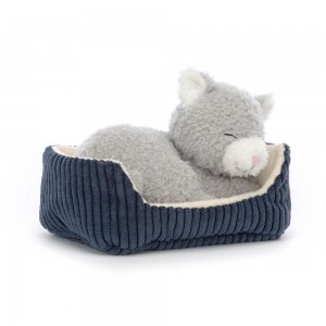Jellycat Napping Nipper Cat 3.9in x 5.9in x 4.7in Animals Grau | Deutschland 793-GYZBKP