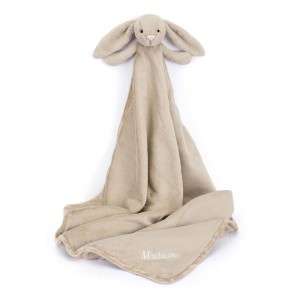 Jellycat Personalised Bashful Bunny Blankie 56cm x 70cm x 9cm Baby & Books Beige | Deutschland 398-IKPBAV