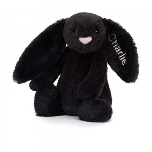Jellycat Personalised Bashful Inky Bunny Medium 31cm x 12cm x 9cm Discover Schwarz | Deutschland 159-TWYEQN