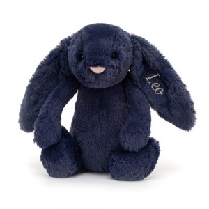 Jellycat Personalised Bashful Navy Bunny Medium 31cm x 12cm x 9cm Discover Blau | Deutschland 407-HSDZTV