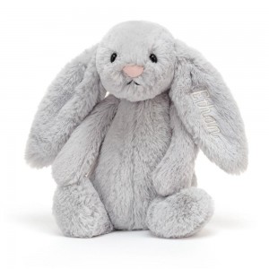 Jellycat Personalised Bashful Silver Bunny Medium 31cm x 12cm x 9cm Baby & Books Grau | Deutschland 830-EHWDOU