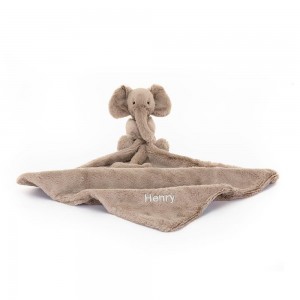 Jellycat Personalised Smudge Elephant Soother 15cm x 34cm x 34cm Baby & Books Grau | Deutschland 302-HAOUBV